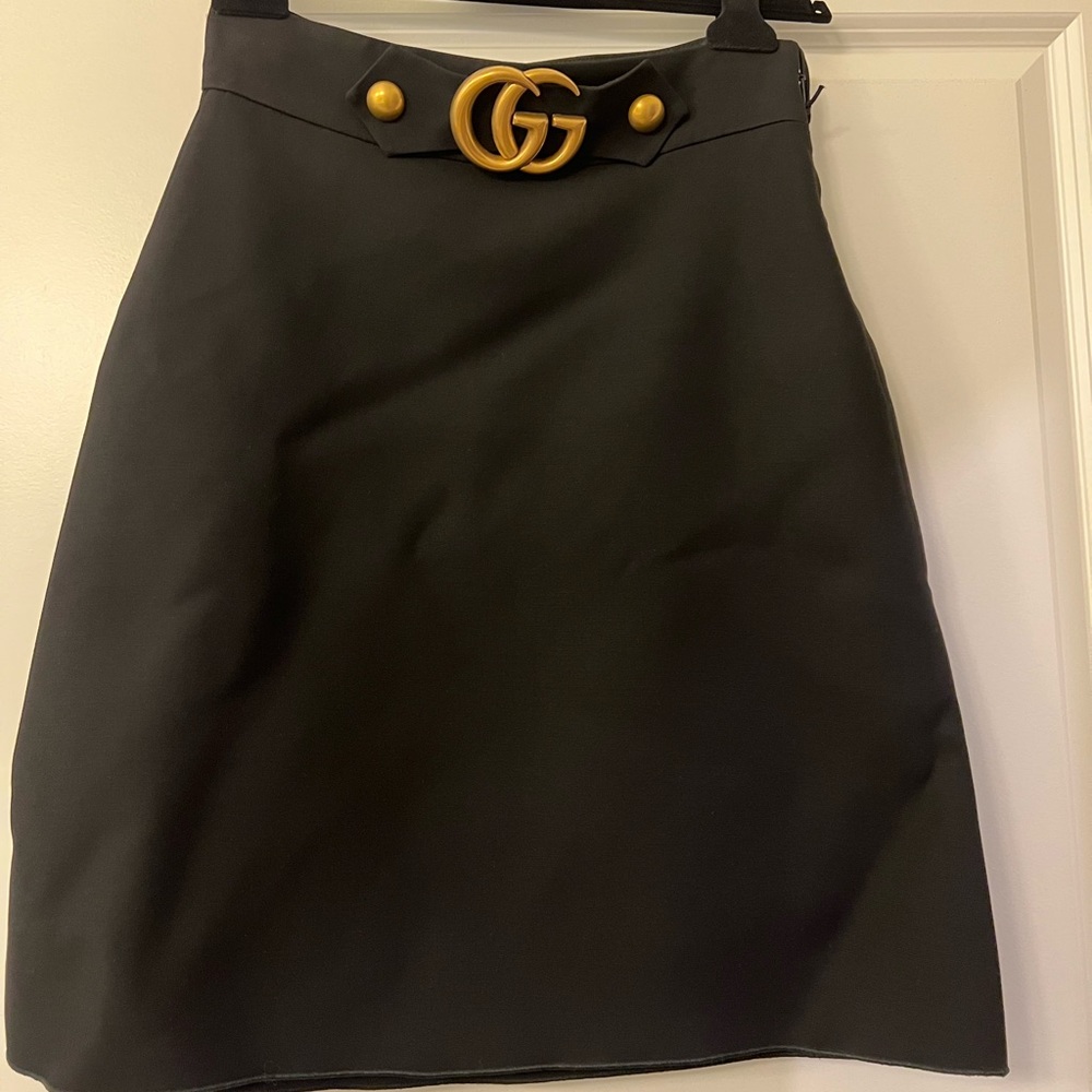 GUCCI knee wool skirt with gg